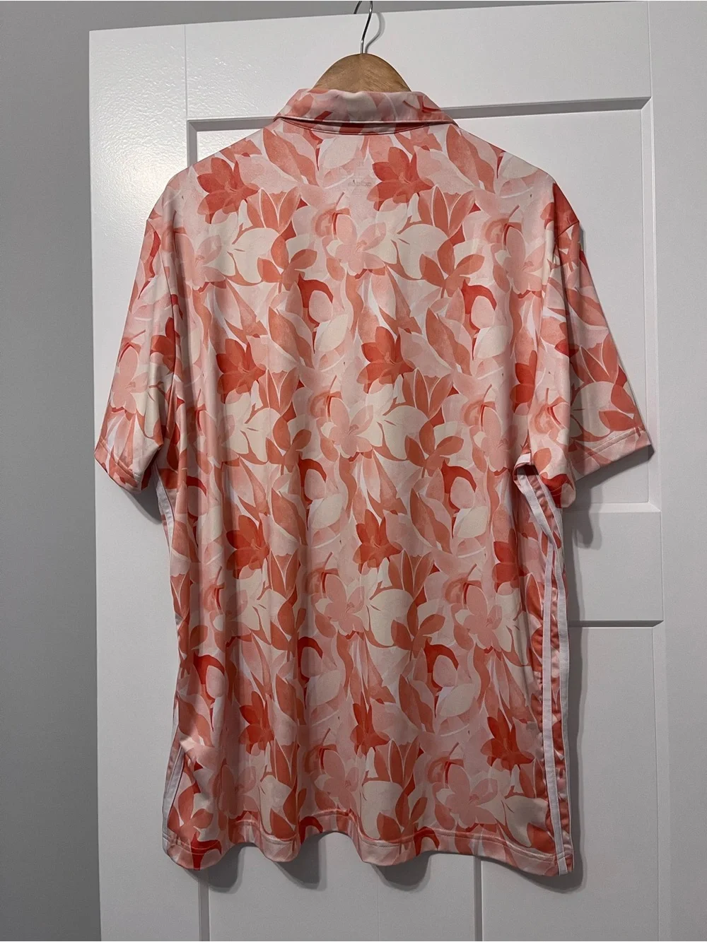 adidas Men’s Coral and Cream Floral Golf Polo